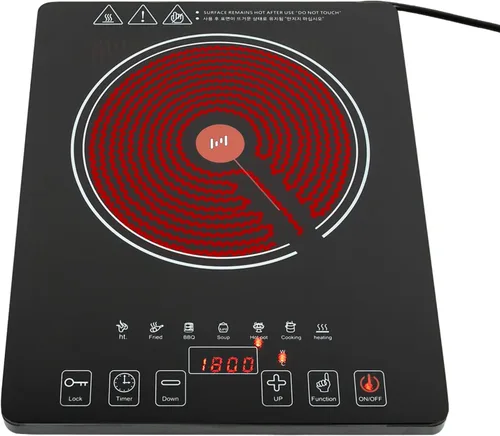 Vista 11 de Estufa eléctrica de 110 V, encimera y empotrada, placa de cocina con 9 niveles de potencia, control táctil del sensor, bloqueo de seguridad