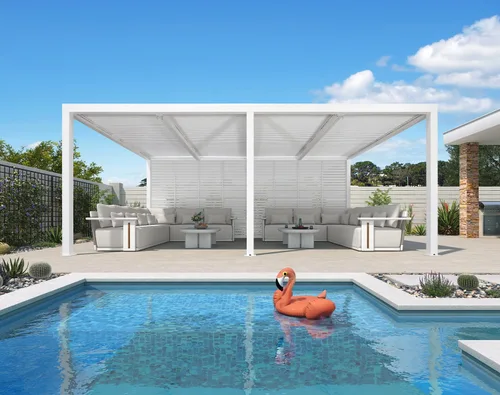 Vista 51 de PURPLE LEAF - Pérgola al aire libre con listones 10 x 12 pies de aluminio blanco con toldo rígido moderno y ajustable para patio, jardín