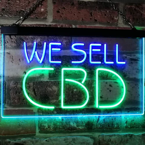 Vista 2 de ADVPRO CBD Sold Here - Letrero de neón LED de doble color, verde y azul, 12 x 8.5 pulgadas st6s32-i3091-gb
