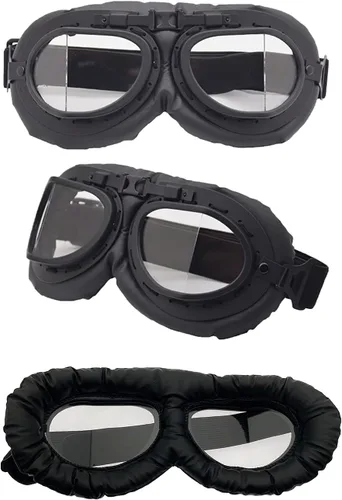 Vista 2 de LJDJ Gafas de motocicleta, paquete de 2 gafas de montar estilo piloto vintage, gafas de hombre ardiente para hombres, mujeres, jóvenes y adultos