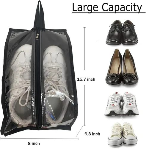 Vista 2 de Bolsas para zapatos de viaje, paquete de 6 bolsas grandes multicolor para zapatos para hombres y mujeres, bolsa organizadora de zapatos portátil
