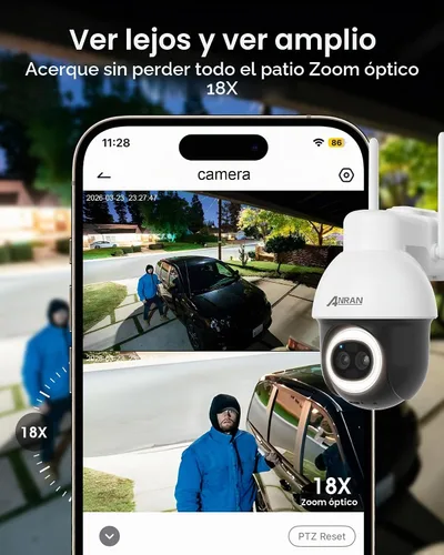 Vista 4 de ANRAN Cámara de seguridad solar de grabación 24/7 al aire libre