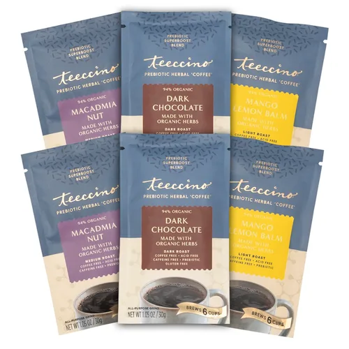 Vista 10 de Teeccino Chocolate Oscuro Prebiótico SuperBoost™ Alternativa al Café - Apoya los Probióticos con Café Herbal Sin Cafeína que Contiene 3 Prebióticos