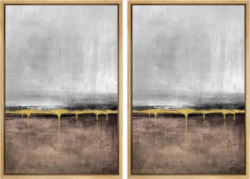Vista 68 de MUDECOR Lienzo enmarcado para pared, bosque brumoso, reflejos, paisaje tranquilo, ilustraciones modernas, arte decorativo, bohemio, tranquilo/zen