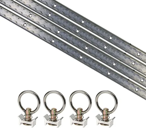 Vista 10 de US Cargo Control Sistema de amarre de riel en L: (2) rieles de aluminio anodizado en L de 4 pies y (4) accesorios de junta tórica de un solo perno