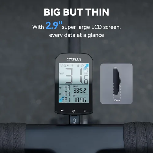Vista 2 de CYCPLUS Computadora GPS inalámbrica para bicicleta, computadora de ciclismo GPS con Bluetooth/ANT+, velocímetro de bicicleta con pantalla LCD de 2.9