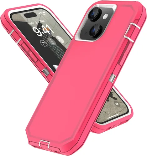 Vista 11 de Sansunto Funda para iPhone 15 Plus y iPhone 14 Plus, protección de cuerpo completo, resistente a prueba de golpes, 3 en 1, goma de silicona Negro