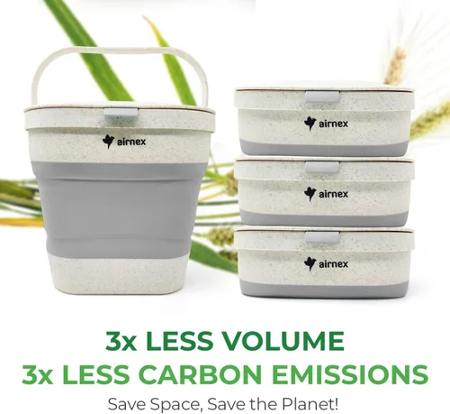 Vista 7 de AIRNEX Contenedor de Compost Plegable para Mostrador de Cocina - Contenedor de Compost de Mostrador de 1 Galón con Tapa Hecho de Paja de Trigo Gris