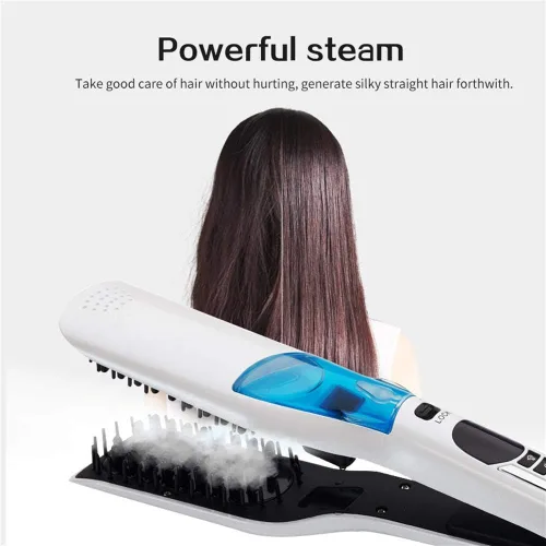 Vista 7 de Generic Cepillo de peine alisador de pelo, plancha de cerámica profesional para cabello lacio al vapor, temperatura ajustable