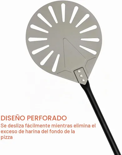 Vista 6 de G.a HOMEFAVOR - Peladora perforada para pizza de 9 x 10 pulgadas, 47 pulgadas en total Rectangular, Aluminum Pizza Turning Peel, with Extended