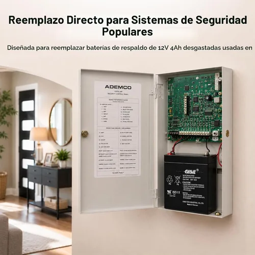 Vista 3 de Batería de alarma CA1240 original de Casil, 12 V, 4 Ah, SLA, 1