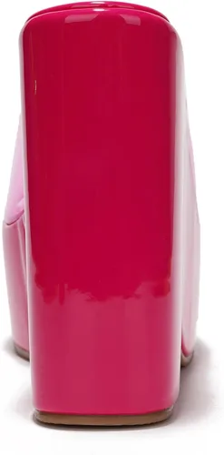 Vista 6 de Cape Robbin Sandalias de cuña con plataforma para mujer, tacón cuadrado de 6 pulgadas, puntera abierta, correa transparente (rosa)