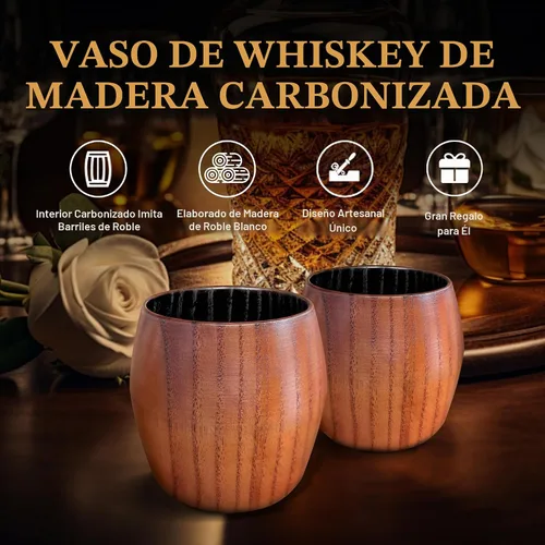 Vista 2 de Vaso de whisky de madera carbonizada, regalos de bourbon para hombres, vaso de whisky de madera carbonizada de 10 onzas Regalos de whisky