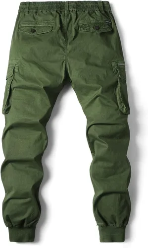 Vista 6 de Mens Linen Pants Drawstring Buckle Zipper Cargo Pants Multi Pockets Solid Beam Feet Athletic Sweatpants Outdoor