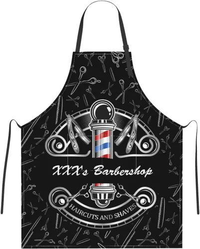 Vista 15 de Delantal de barbería personalizado para hombres y mujeres, delantal de peluquería con texto personalizado con bolsillos, delantal personalizado
