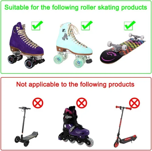 Vista 2 de Tanzfrosch Paquete de 8 ruedas para patines con rodamientos instalados y 2 topes de dedos para patinaje de doble fila, patines cuádruples y patineta