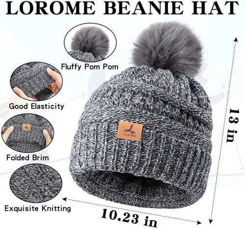 Vista 3 de Winter Hat Scarf Gloves and Ear Warmer, Knit Warm Beanie Hat Touch Screen Gloves Long Knitted Plaid Scarf Set Gifts for Women