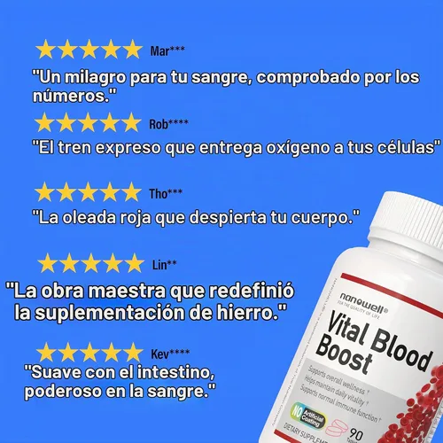 Vista 2 de Vital Blood Boost - Suplemento dietético con hierro, selenio, zinc, vitamina B12 y ácido fólico - 90 tabletas, suministro para 90 días