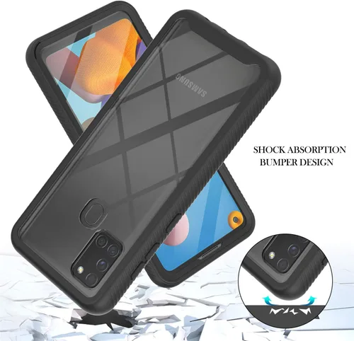 Vista 2 de IVY Funda resistente para Galaxy A21s 3in1 Heavy Armor con protector de pantalla incorporado para Samsung Galaxy A21s Case - Negro