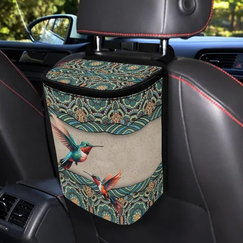 Vista 51 de Talayituse Cubo de basura portátil con estampado de camuflaje de bandera estadounidense, accesorios interiores de vehículos multifuncionales