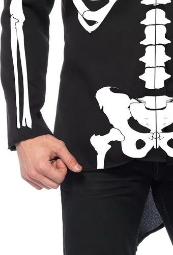 Vista 4 de Leg Avenue Disfraz de esqueleto para hombre de 2 piezas con chaqueta y corbata de hueso