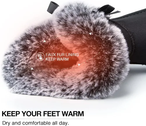 Vista 2 de WFL Women Snow Boots Classic Mid-calf Fur Lining Fashion Winter Boots