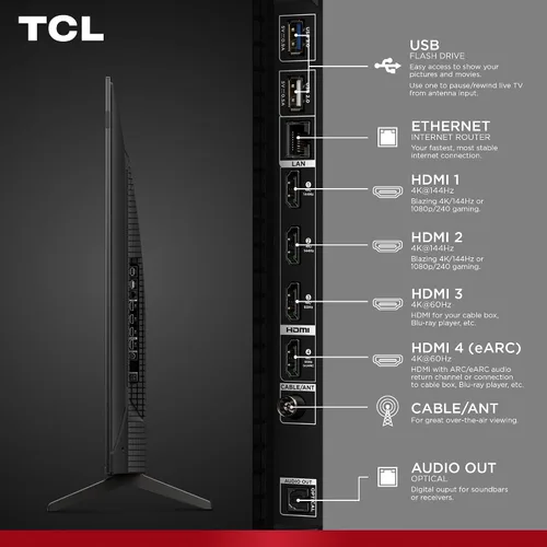 Vista 21 de TCL 55 Pulgadas Clase Serie T7 4K QLED HDR 55T7, Modelo 2025 Smart Google TV de 120HZ Frecuencia de Actualización, Alta Brillo, Dolby Atmos