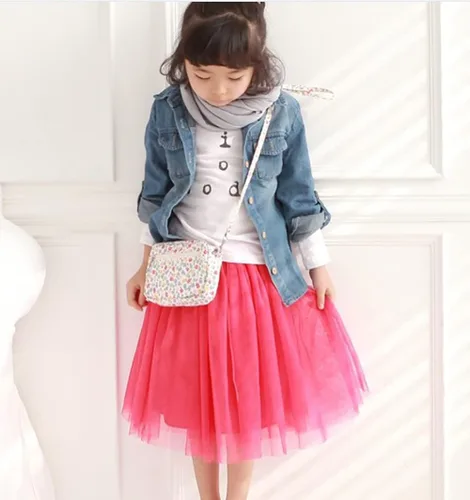Vista 4 de Tutú para niña pequeña y niña, falda larga de tul en capas para niñas pequeñas y grandes 1T-16T