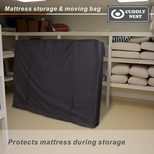 Vista 8 de Bolsa de almacenamiento impermeable para colchón para mudanza y almacenamiento, bolsa reutilizable de lona resistente con cremallera y correas