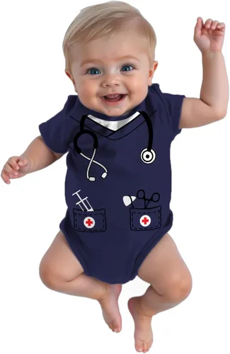 Vista 8 de Tstars Baby Doctor Enfermera Body Infantil Halloween Scrubs Niño Niña Aguamarina