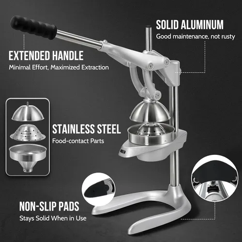 Vista 7 de Sopito Exprimidor manual, exprimidor de naranja sin esfuerzo, exprimidor de mano de acero inoxidable de seguridad profesional para cítricos, limón