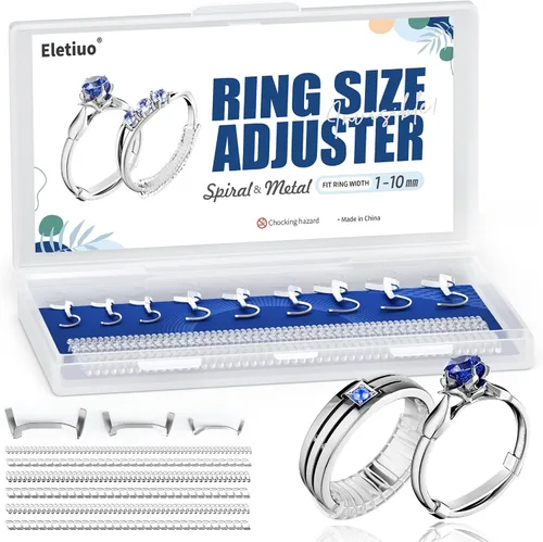 Vista 10 de Paquete de 15 ajustadores y reductores de tamaño de anillo, juego de medidores invisibles para anillos sueltos, 2 estilos, 6 tamaños en espiral y 3