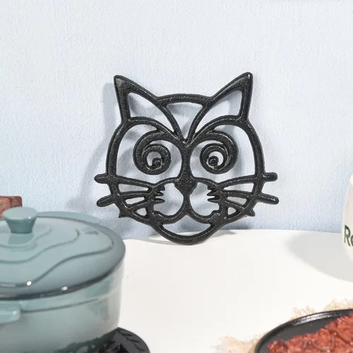 Vista 2 de Sungmor Salvamanteles de hierro fundido resistente, salvamanteles decorativos a prueba de óxido para cocina o mesa de comedor, 6.3 x 5.1 pulgadas
