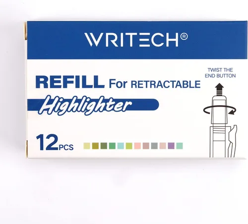 Vista 5 de WRITECH Recambios de resaltador, punta de cincel de colores surtidos, sin manchas (12 quilates neutro)