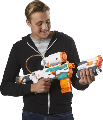 Vista 9 de Nerf Modulus Tri-Strike Blaster, Cañón Mega, Lanzacohetes, Cargador, 1 Cohete, Juegos al Aire Libre para Niños (Exclusivo de Amazon)