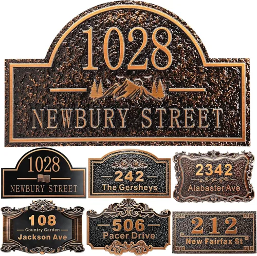 Vista 46 de Placa personalizada de dirección de casa de 12 pulgadas, números fundidos para exteriores, placa de señal de dirección personalizada con nombre