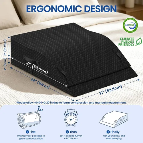 Vista 2 de Elevation Pillows for Leg After Surgery, Memory Foam Adjustable Wedge Pillow for Injury or Rest, Ankle Pillow for Sleeping Blood Circulation