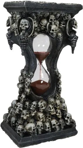 Vista 2 de Ebros Gift 7.5 pulgadas de alto gótico invertible pilar cementerio cráneo morphing cráneo calaveras arena temporizador figura macabra osario