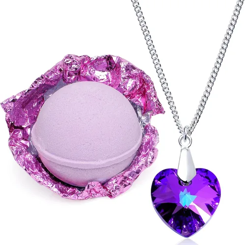 Vista 4 de Enliven Me - Bomba de baño de lavanda con collar creado con cristal extra grande de 10 onzas, fabricada en Estados Unidos