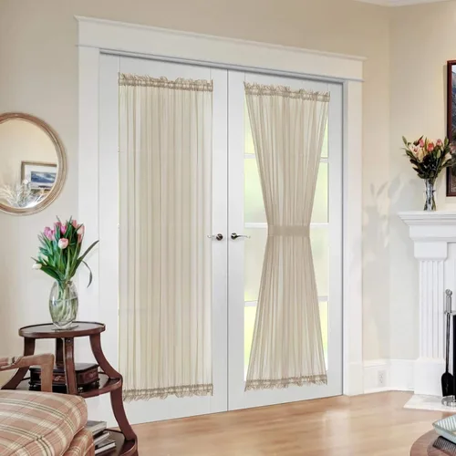 Vista 45 de MIULEE Cortinas Transparentes Laterales para Puerta Francesa con Filtrado de Luz, Tratamiento de Ventana, 2 Paneles de 25 x 40 Pulgadas con Beige