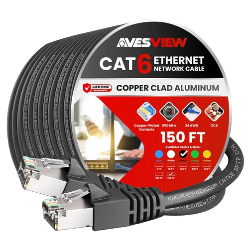 Vista 13 de Cable Ethernet blindado CAT 6 de 5 pies, para interiores de alta velocidad (SFTP) 10 Gbps blindado sin enganches, cable Ethernet de 5 pies