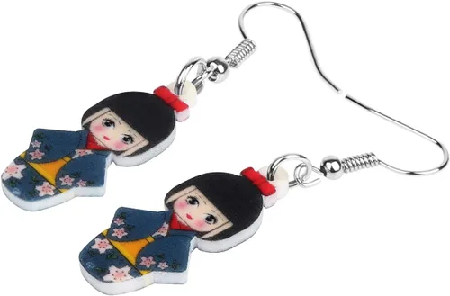 Vista 45 de DUOWEI Aretes de acrílico estilo japonés con diseño de anime para muñeca, colgantes, joyería para mujer