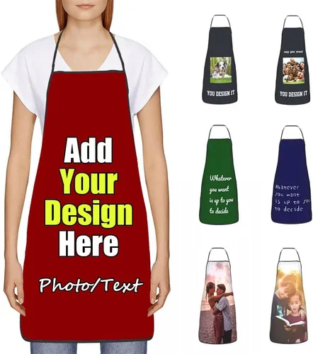 Vista 33 de Delantal Personalizado, Diseña Tu Propio Delantal de Cocina para Cocinar, Sube Tus Fotos Favoritas Logo, Añade Cualquier Nombre o Texto
