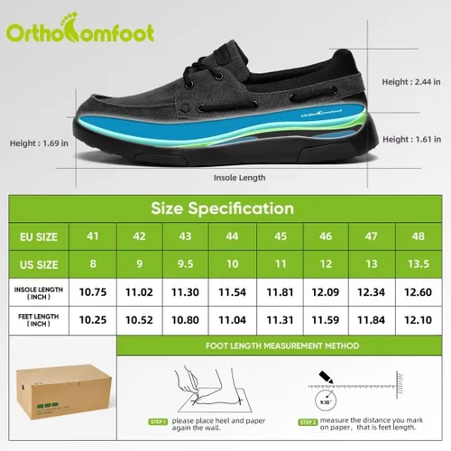 Vista 6 de OrthoComfoot Mocasines ortopédicos sin cordones para hombre mocasines casuales de lona para fascitis plantar con soporte de arco, cómodos zapatos