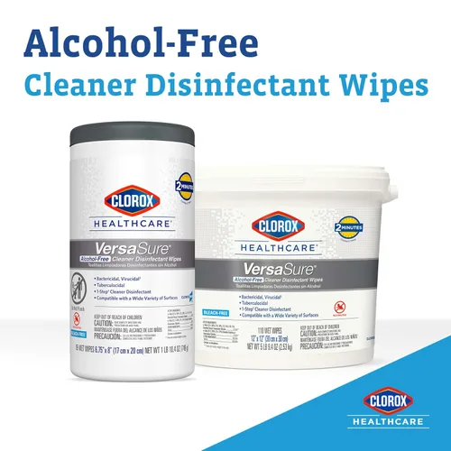 Vista 2 de Clorox Healthcare VersaSure - Toallitas desinfectantes limpiadoras, 6.75 x 8 pulgadas, recipiente de 85 unidades (el paquete puede variar)
