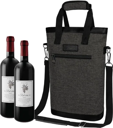 Vista 10 de opux - Portavinos para 2 botellas, bolsa aislada a prueba de fugas para vino, bolsa de enfriamiento portátil para viajes BYOB, picnic, estuche