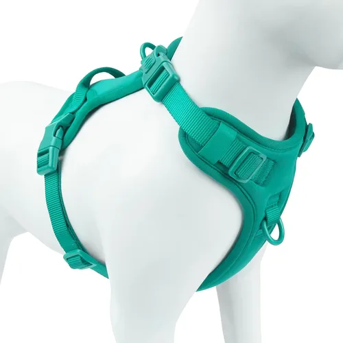 Vista 9 de Arnés para perro sin tirones, chaleco para cachorro con clip frontal para perros pequeños, medianos y grandes (negro, XS)