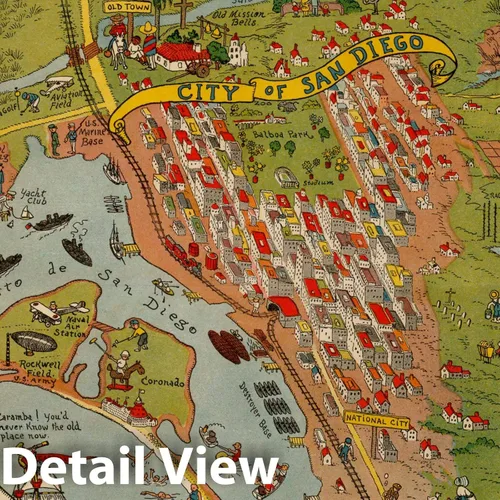 Vista 2 de Mapa histórico - Esta carta con limned retrata con la más exigente fidelidad La historia, el romance y el humor de la gloriosa ciudad de San Diego