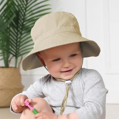 Vista 6 de Sombrero de sol para bebé, sombrero de sol para niños y niñas, gorra ajustable con protección solar UPF 50+