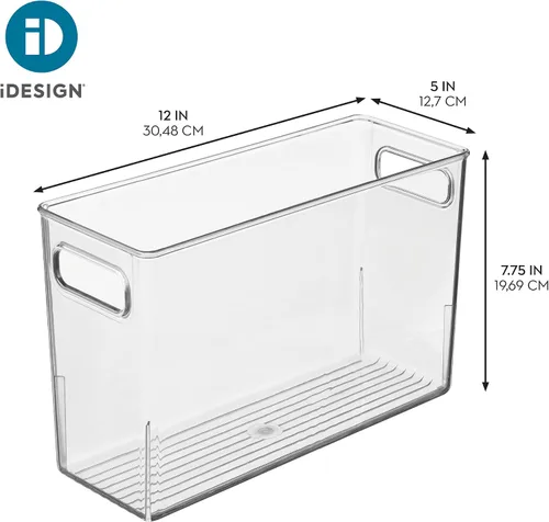 Vista 4 de iDesign - Contenedor de almacenamiento de plástico transparente y delgado para baño, organizador alto y estrecho para lociones, cremas y artículos